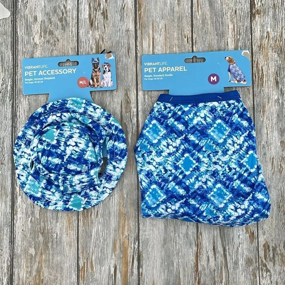 Dog Clothing Tie-Dye Print Bucket Hat & T-Shirt M